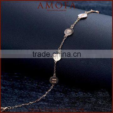 Round Silver Ton Korean style fancy chain bracelet for girls