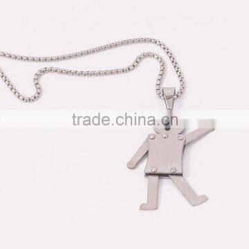 Lovely Stainless Steel Matte Finished Mobilizable Robot Pendant for Kids