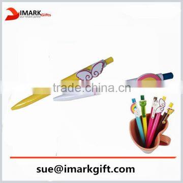 lovely promotion logo ball pen with cartoon clips/ soft rubber clips/gift pen for kids