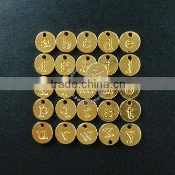 10mm gold plated alloy 26 round alphabet letter pendant charm DIY supplies 1850216