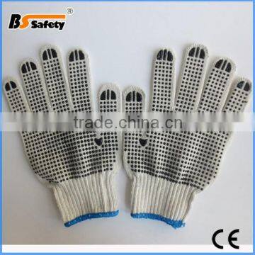 BSSAFETY 2015 wholesale cotton knitted pvc dotted garden work glove