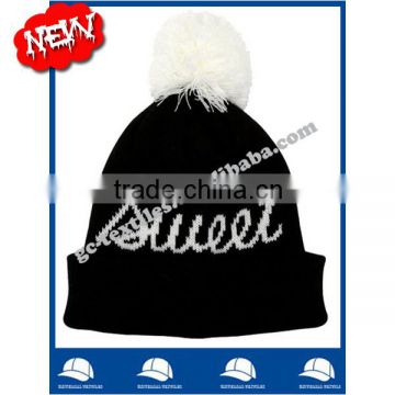 new product china manufacturer OEM CUSTOM LOGO winter fur pompons women fashion acrylic beanie hat and cap