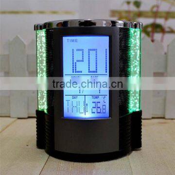 Digital LCD Desk Calendar Clock with Pen Holder