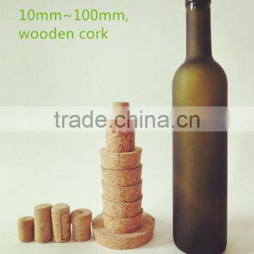 10mm to 100mm wooden cork /wine glass bottle cork/candy glass jar cork