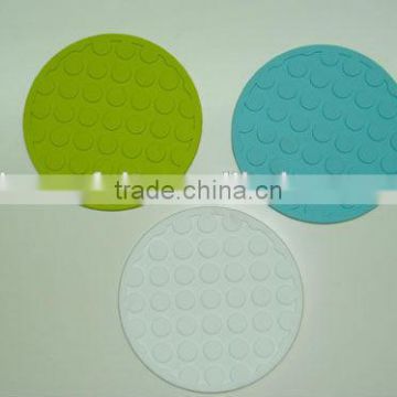 rounded silica gel coaster with circular embossment/ cup mat/ cushion/ saucer