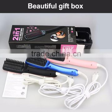 2017 personalized negative ion ceramic comb hair straighening brush as seen on TV