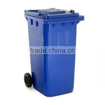 Outdoor plastic 240L garbage/rubber bin with two wheels