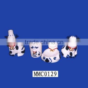 ceramic cow 4pc bathroom set