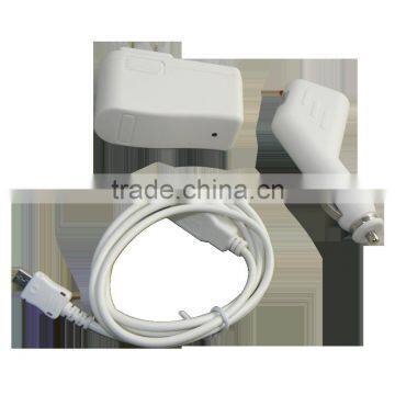3 in 1 Micro USB Cable Car Charger Adapter Travel Wall Charger White photo-2