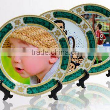 best sell 8" Gold&Green rim sublimation ceramic plate