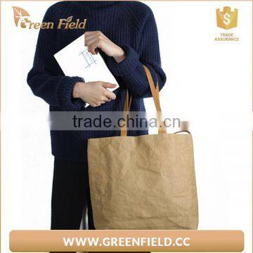 Eco-friendly Plant Washable Kraft Paper Bag Brown Washable Paper Tote Bag photo-3