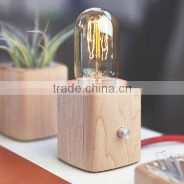 Wooden base table lamp creative small LED acrylic stereoscopic shaped night light eco-friendly desk lamp