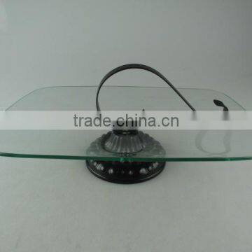 Glass with iron handle cake stand with cheap price in stocked