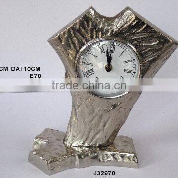 Tree trunk style cast Aluminium table clock on a base other finishes available