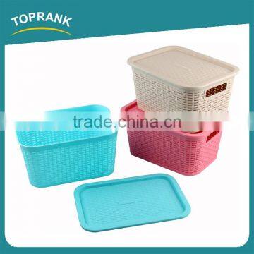 Toprank Fashion Beautiful Transparent Weaving PP Plastic Shoe Storage Box Decorative Desktop Handled Sundry Storage Box