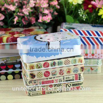 New Small Storage Jars Rectangular Iron Tin Gift Jewelry Holder Storage Box 1Pcs