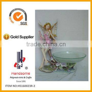 Home decoration flower fairy resin plate with sculpture