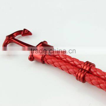 Fashion Jewelry Hot Sale Wax Rope Multilayer Leather Men Anchor Bracelets photo-4