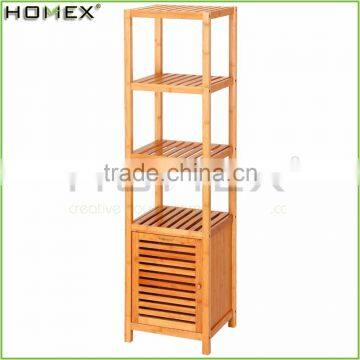 5 Tier Natural Bamboo Floor Tower Storage Cabinet Multifunctional Display Rack/Homex_FSC/BSCI Factory