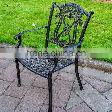 outdoor furniture dining chair metal cast aluminum chair stackable powder-coated with armrest #IVY14124