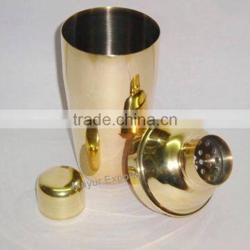 Stainless Steel Cocktail Shaker - Brass/Gold Finish photo-2
