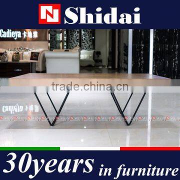 Rustic Coffee Table Natural Walnut Finished Wood Top Black Steel Metal Base TA-828L TA-828S photo-2