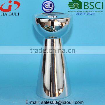 BSCI Audit Factory Dolomite electroplated silver Pillar candle holder, candlestick holder