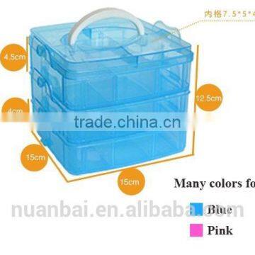 15x15x12.5cm 3-Tier Clearly Organizer Cosmetic Adjustable Snap & Stackable Storage Box photo-4