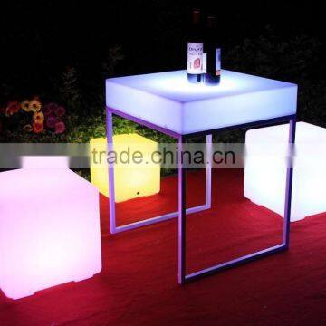 Illuminated color changing suqare top led glowing cocktail tables