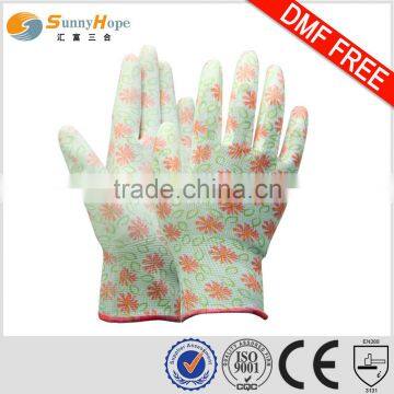 13gauge nylon pu coated gloves for gardening