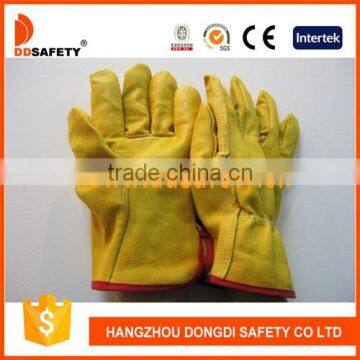 DDSAFETY High Quality Yellow Cow Grain Leather Gloves Driver Gloves