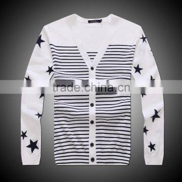 100% fine cotton men's knitwear cardigan