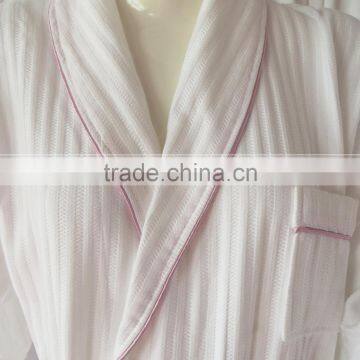 Tow Colors Hotels Unisex White Thick Absorbent Soft Cotton Robe Winter Long Sleeve Bathrobes Women Warm Stripe Waffle Bathrobes photo-6