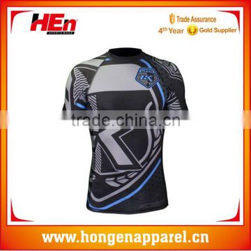 Hongen apparel Customized design unisex rash guard, custom printed rash guard, mma rash guard