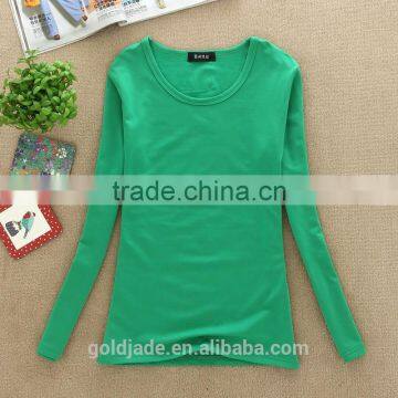 Lady Fashion 100%cotton Top Plain Women Long Sleeve t Shirt photo-5