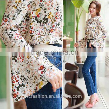 2017 Summer Print Tunic Tops Long Sleeve Womens Shirts photo-6