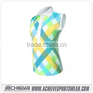 Custom embroidered ladies sleeveless polo shirts