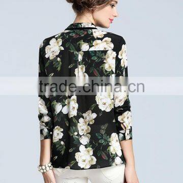 Best Selling Summer Elegant Design Floral Print Shirts for Women photo-5