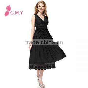 Women's Double V-neck Lace Sweep Backless Night Party Cocktail Dress photo-5