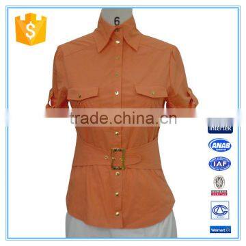 Women Clothing New Blouse Front Neck Design With Belt