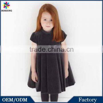 Autumn\Winter Little Girls Boutique Clothes Sweet Deep Grey Velvet Free Prom Party Princess Dresses