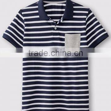 Mens Stripe Polo SHirt, 100% Ctn, Yarn Dyed Stripe, PIque, 180 Gsm