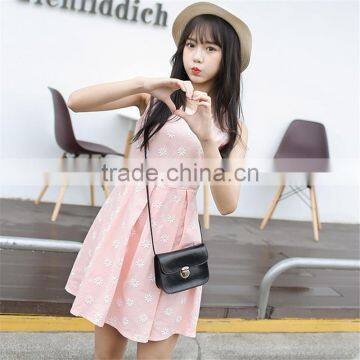 Summer New Design Young Lady Dress Fashion Printed Cotton Linen A-LINE Embroidered Dress Sleeveless Vest Dress photo-5