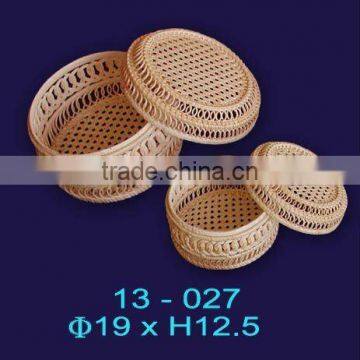 Set 2 round rattan box