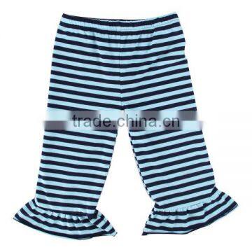 100% Cotton Knit Strip Fabric Single Ruffle Capri Pants photo-5