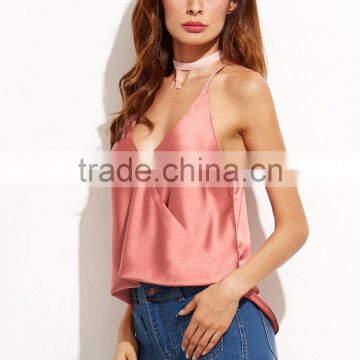 Runwaylover 5480 hot sale ladies satin blush sexy strap crop top