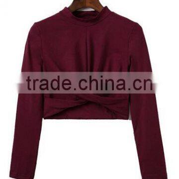 Runwaylover EY2229B Ladies White Long Sleeve Blank Crop Tops Wholesale Cheap photo-5