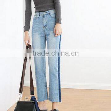 4487 Runwaylover Hot Sale Ladies Side Blue Denim Jeans photo-2
