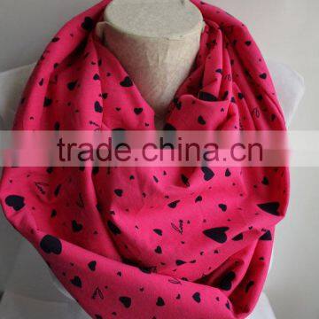 Pink Heart Infinity Scarf , Heart Printed Infinity Scarf, Neon Pink Scarf, Love Infinity Scarf photo-6