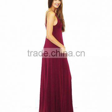 High Quality Round Neck Sleeveless Maxi New Ladies Dress 2015 photo-3
